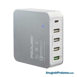 PROLINK PDC54001 5-Port USB Charger 40W with USB Type-C - White