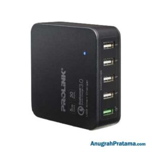 PROLINK PDC54001 5-Port USB Charger 40W with USB Type-C - Black
